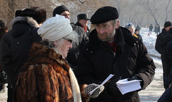 Александр Потылицын на митинге против повышения тарифов ЖКХ в Красноярске